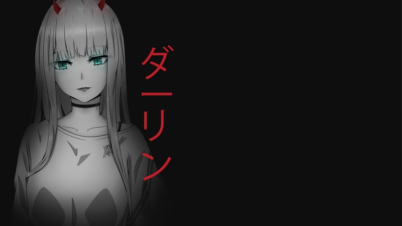 Darling in the FranXX, minimalism, waifu2x, Zero Two (Darling in the FranXX), simple, 8K, devil girl