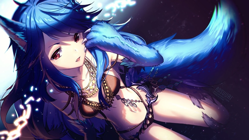 watermark, 1080P, fenrir, shingeki, polychromatic, (shingeki, waifu2x, bahamut, bahamut), rosuuri, tagme, animal, ears