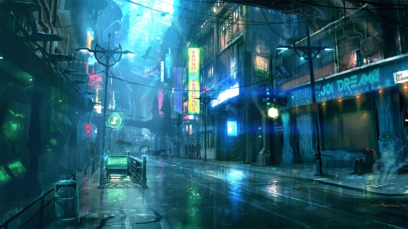 night, street, 2K, Dreamfall Chapters, futuristic city, rain, futuristic, cyberpunk, cityscape