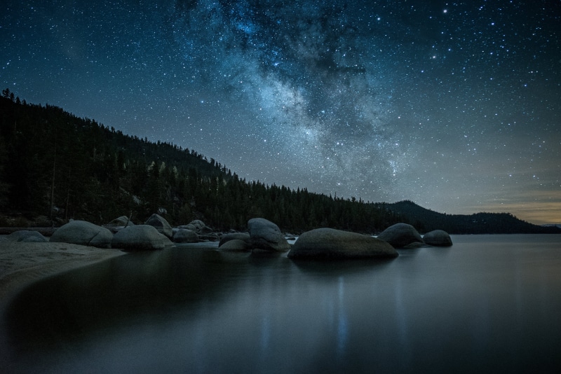nebula, tahoe, galaxy, constellation, body, photo, sky, nature, star - Space, body of water, blue, Nighttime, Lake Tahoe, space, astronomy, dark, water