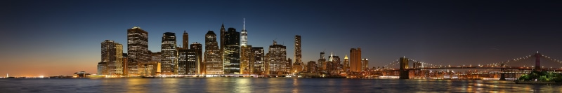 Empire State Building, NYC, photo, Manhattan  #Skyline, blue  #summer, Manhattan Bridge, pano, blue hour, manhattan, Chrysler Building, 8K, architecture