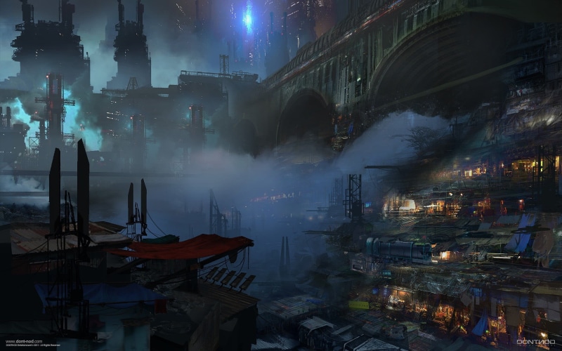 nature, futuristic city, village, street, built structure, illustration, architecture, illuminated, smoke - physical structure, smoke stack, air pollution