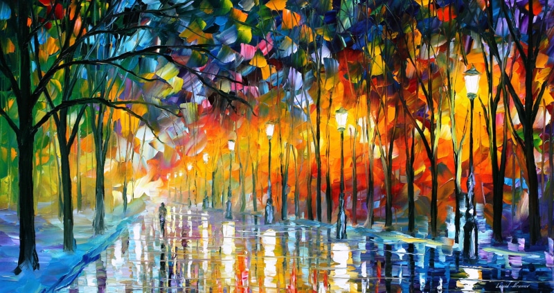 art, afremov, oil, painting, tree, magic, light, 2K, artist, leonid, color