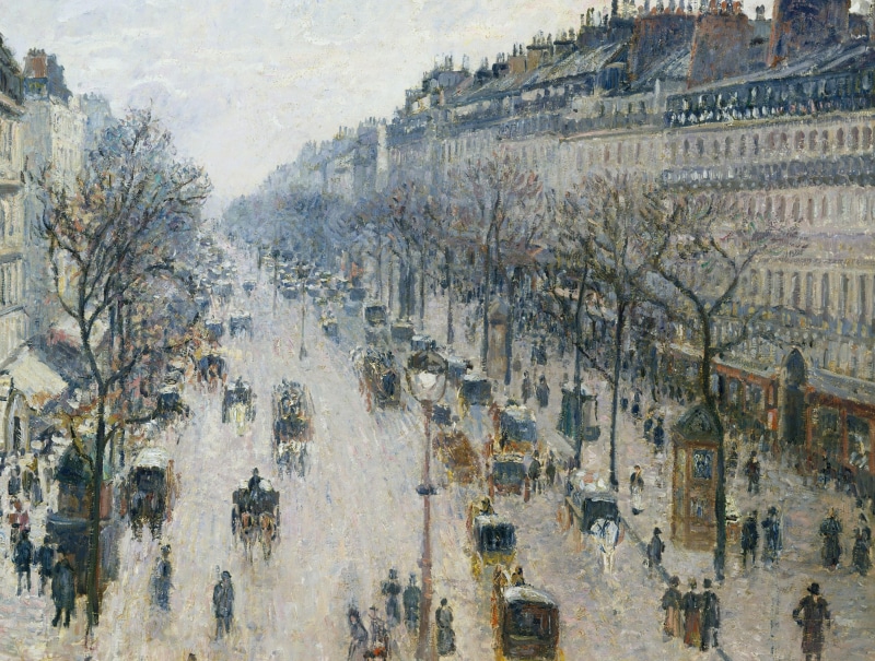 The Boulevard Montmartre. Winter Morning, 2K, home, the urban landscape, Camille Pissarro, morning, picture