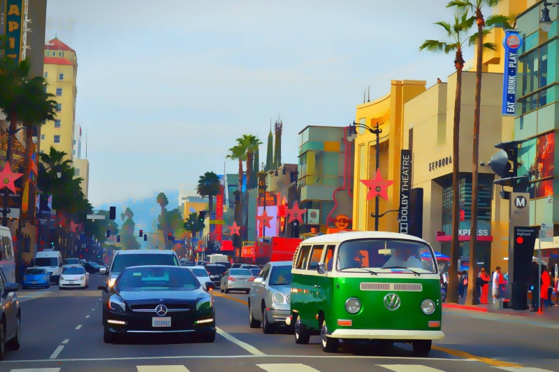 4K, boulevard, art, hollywood