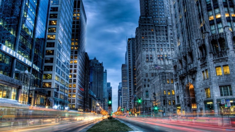 chicago, 1080P, city, nature and landscapes, lights, boulevard, hdr, skescrapers