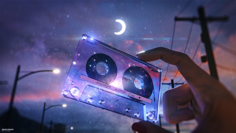 stars, Retro style, 1080P, space clouds, tape, science fiction