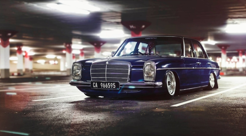 no People, Old, blue, Mercedes-Benz, retro Styled, obsolete, nostalgia, classic, Wheels, luxury, germany, mercedes, driving, illuminated, benz, parking lot