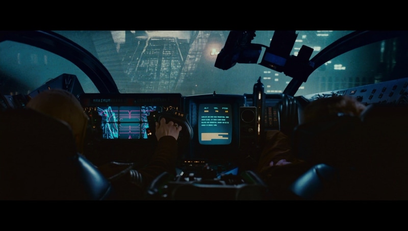 Blade Runner, adult, windshield, transportation, air vehicle, sitting, screengrab, movies, car, group of people, video, game, glass - material, indoors
