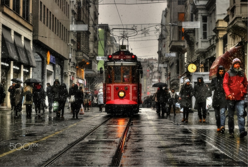 photography, rainy season, monsoon, city, 1080P, built structure, transportation, real people, track, umbrella, group of people, city street, architecture