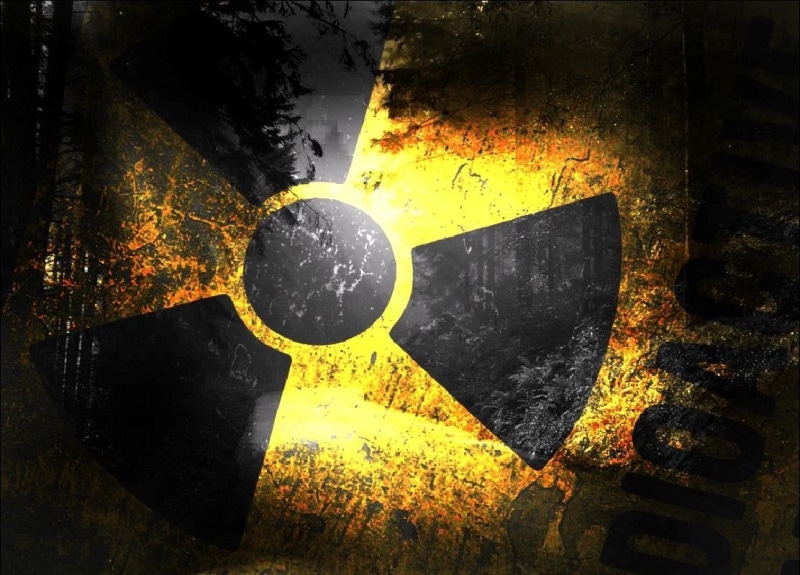 outdoors, sign, day, water, high angle view, road, shape, symbol, metal, communication, biohazard, close-up, guidance, 480P, Radioactive, textured, geometric shape