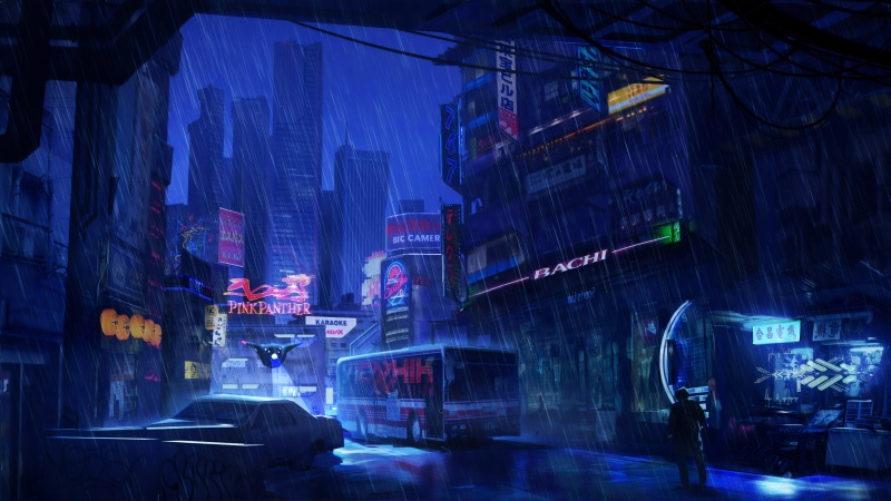 Skyscraper, Sci Fi, City, 4K, Cyberpunk, Rain, Night