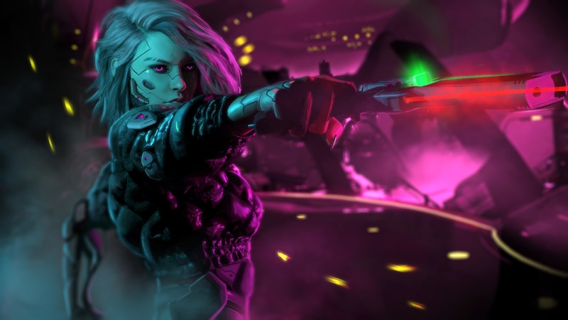 Gun, Weapon, Girl, Sci Fi, Woman, Cyberpunk, 1080P, Cyborg