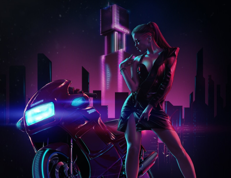 Girl, Vehicle, Woman, Sci Fi, Cyberpunk, Futuristic, 1080P, Motorcycle