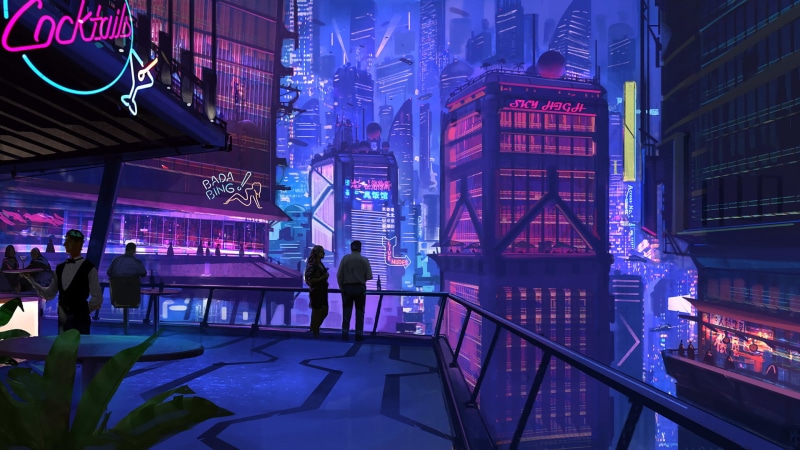 City, Sci Fi, 1080P, Night, Rooftop, Cyberpunk