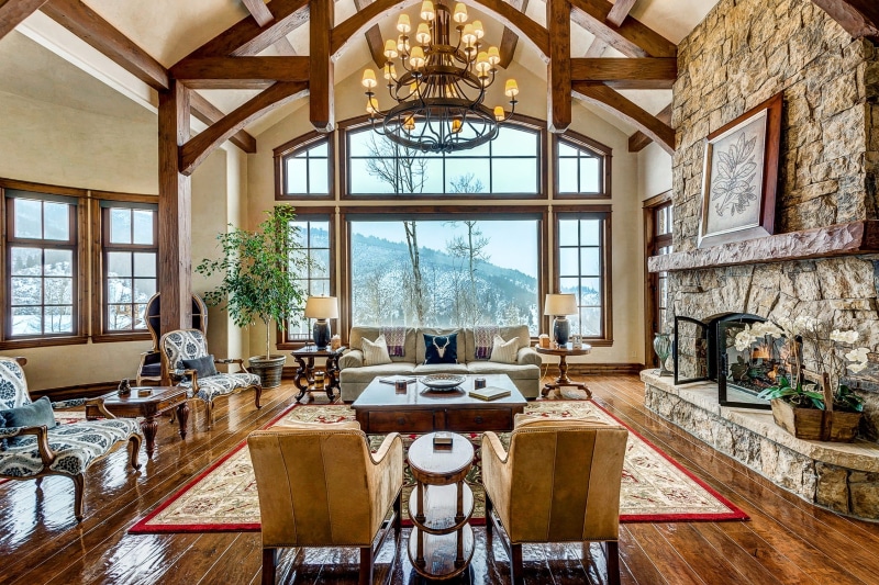 wood, luxury, stone wall, table, 1080P, furniture, ceiling, indoor plants, building, light, wooden flooring, clean, wall - building feature, interior design