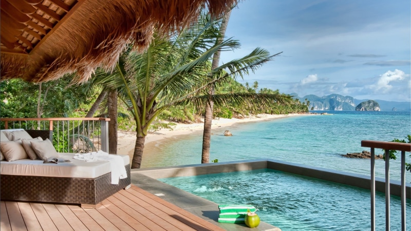 sky, palm, beach, luxury, outdoor, tranquility, shore, ocean, swimming, idyllic, scenic, landscape, tranquil, paradise, vacation, vacations, trip, resort hotel