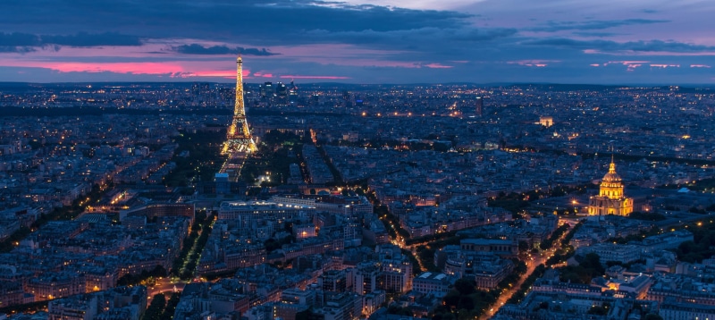 Hotel des Invalides, 2K, night city, France, Invalides, Paris, Eiffel Tower, panorama