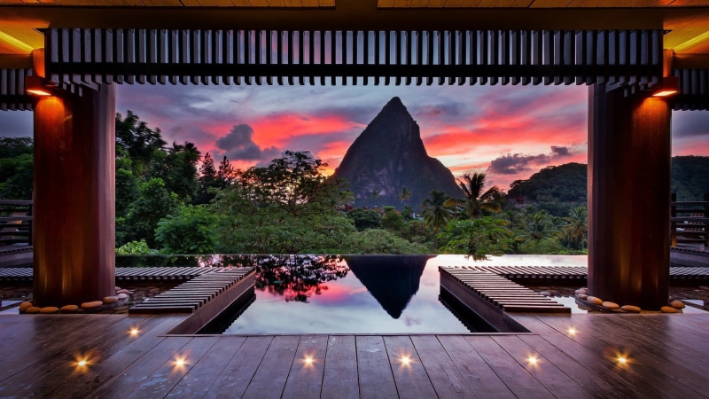 interior, tranquility, scenics - nature, mountains, clouds, spa, outdoors, trees, beauty In Nature, 1080P, spring, nature, Hotel Chocolat, mountain, tree