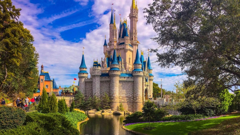 walt disney world resort, tourism, water, orlando, spirituality, park, belief, architecture, castle, travel destinations, built structure, spire, day, building exterior