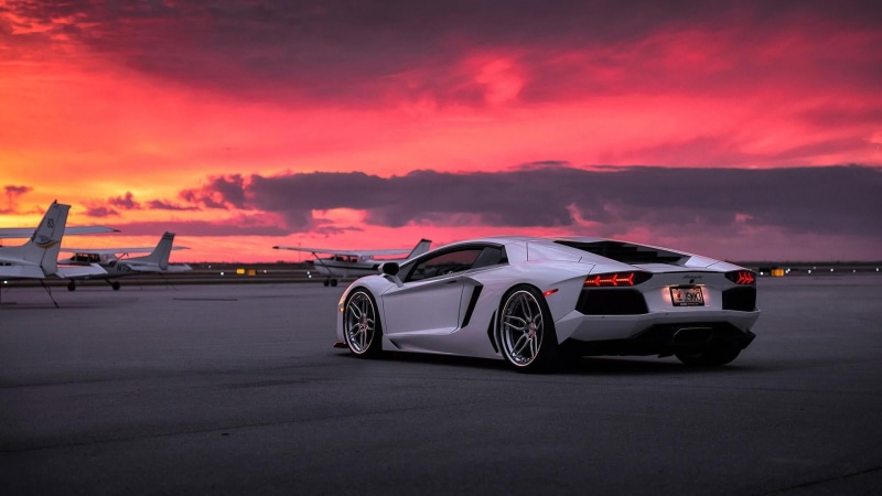 land vehicle, travel, lamborghini aventador, 1080P, wealth, airport, motion, speed, car, vehicle, red, sky, road, nature, lamborghini, luxury vehicle