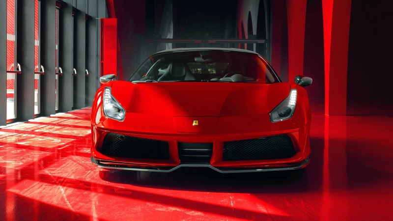 motor vehicle, land vehicle, front view, luxury vehicle, sports car, ferrari, security, seat, 4K, shiny, mode of transportation, stationary, red, vehicle