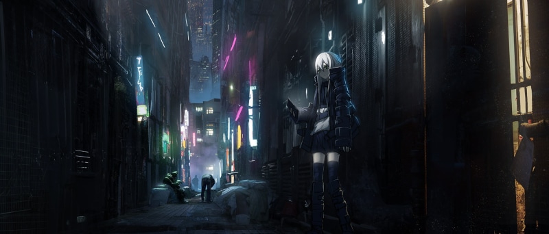 neotokyo, anime girls, city, anime, cyberpunk, 1080P, dark