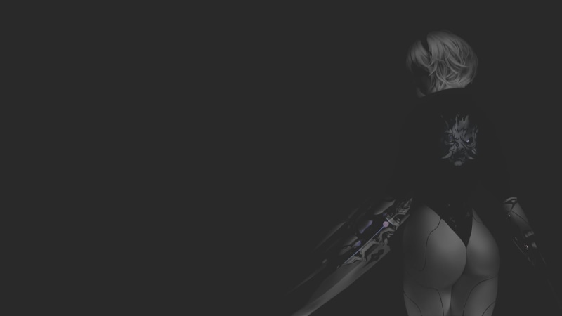 dark background, digital art, Nixeu, Yorha unit no.2 type b, fan art, Nier: Automata, minimalism, 1080P, Cyberpunk 2077, monochrome, sword, futuristic