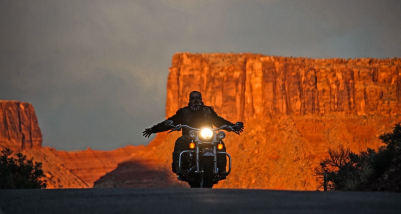 transportation, travel, lights, Route 66, beauty in nature, mode of transportation, motion, men, USA, nature, mountains, tree, illuminated, one person