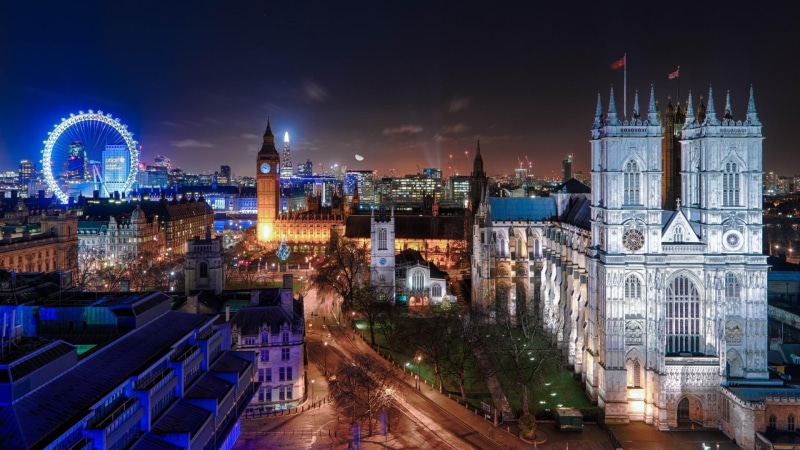 london, skyline, united kingdom, metropolis, tower, 1080P, metropolitan area, urban area, sky, london eye, tourist attraction, westminster abbey, city