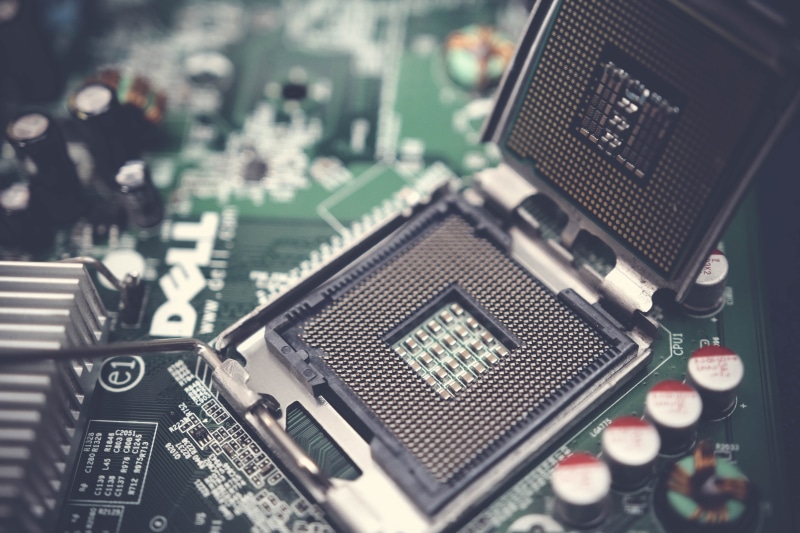 industry, microchip, hardware, communication, device, electronics industry, complexity, electrical component, selective focus, cpu, microprocessor, motherboard