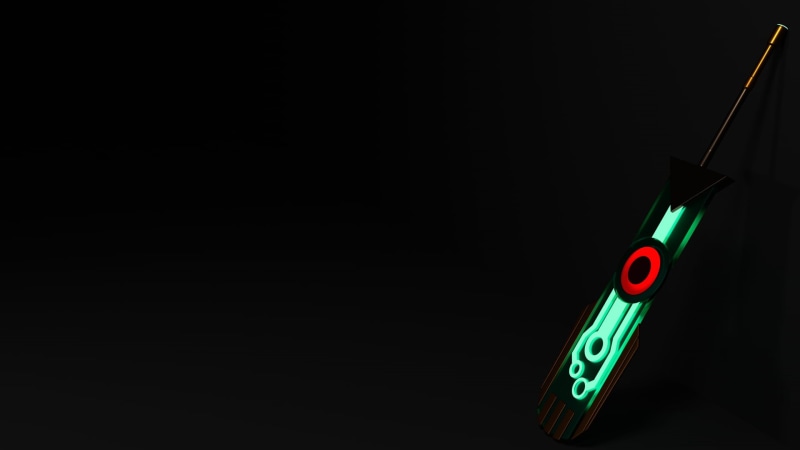 remote control, no people, cable, black background, indoors, communication, control, spotlight, technology, copy space, black color, remote, text, green color