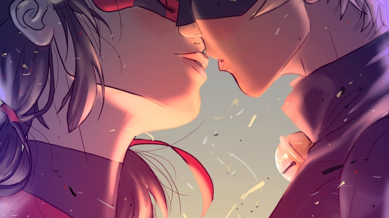 cat noir, cartoon, ladybug and cat noir, Miraculous LadyBug, 1080P, kissing