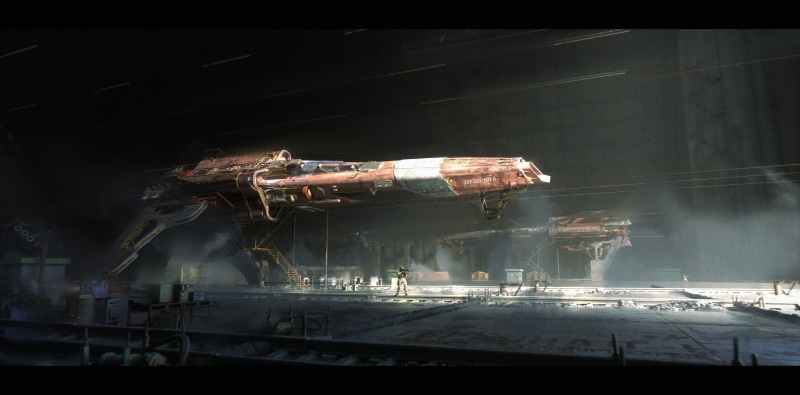 cyberpunk, fantasy art, dieselpunk, aircraft, science fiction, spaceship, 4K