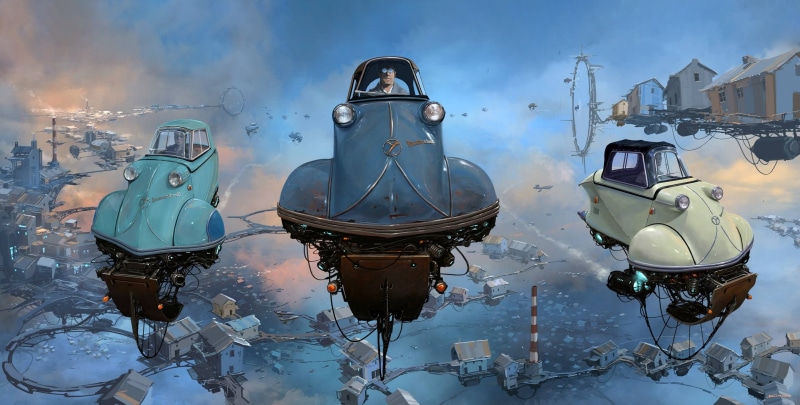Universo Chatarra, Sky, Big boys, Flying machines, Fiction, Car, The world, Dieselpunk, The sky, Fly, by Alejandro Burdisio, Flying Machine, Machine, Alternative Universe