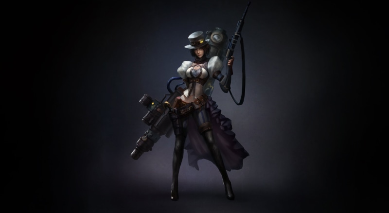 Sci Fi, 2K, Girl, Hat, Weapon, Dieselpunk
