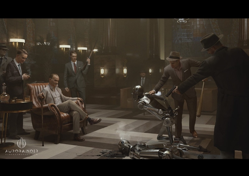 robot, 720P, noir, steampunk, dieselpunk, Art Deco