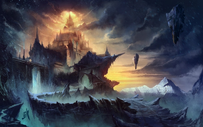 landscape, Sergey, mountains, art, world, 1080P, rocks, fantasy, Zabelin