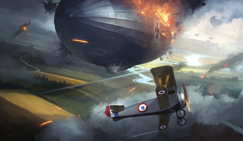 digital art, Zeppelin, 1080P, artwork, airplane, Fan Art, war, Battlefield 1, aircraft, Sergey Zabelin