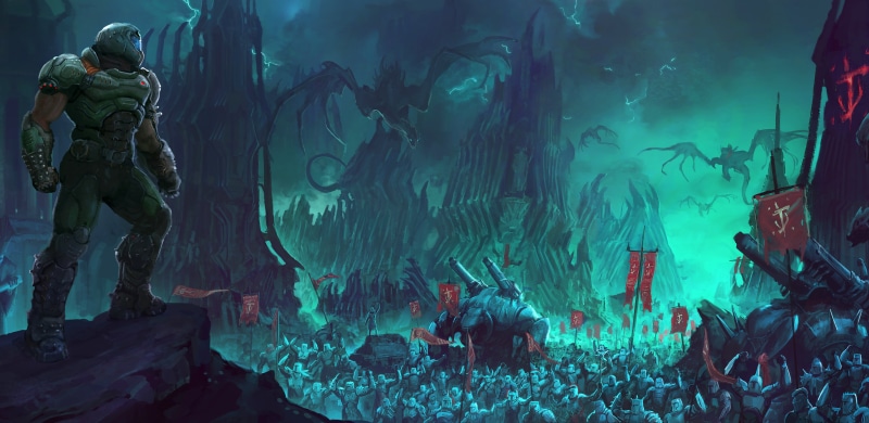 video games, DOOM Eternal, video game art, 5K, Doom Slayers Club