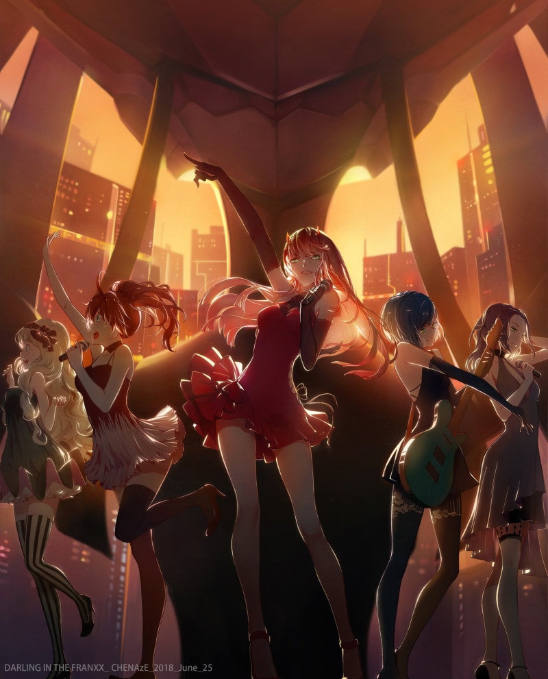 group of people, men, adult, crowd, anime girls, females, multiple exposure, happiness, nightlife, enjoyment, people, lifestyles, 1080P, Zero Two (Darling in the FranXX)