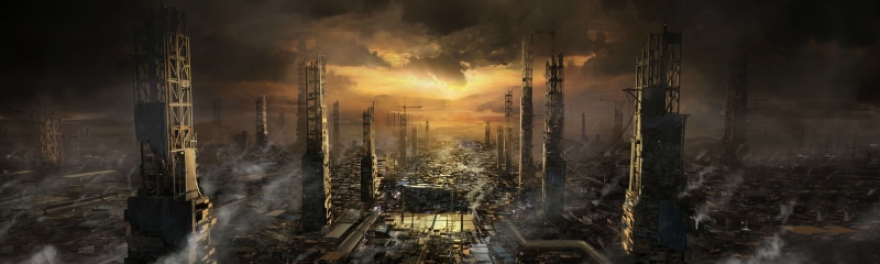 scenics - nature, sunlight, sunbeam, black, travel destinations, artwork, sun, no people, Deus Ex: Mankind Divided, outdoors, 4K, city, beauty in nature