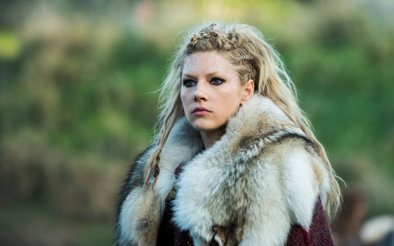Katheryn Winnick, women, beautiful woman, beige, model, fur coat, blond hair, looking, fashion, smoky eyes, Vikings (TV series), warm clothing, winter