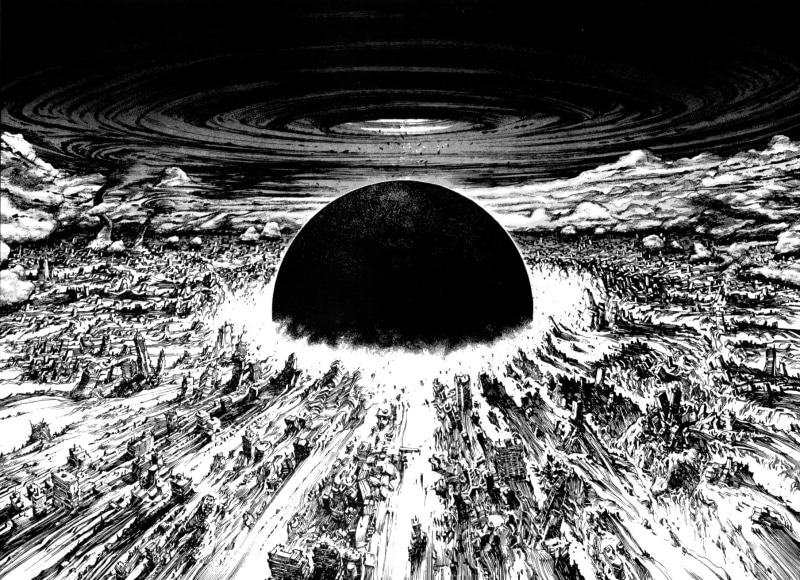 explosions, Akira, hd, manga, art, anime, 720P, grayscale