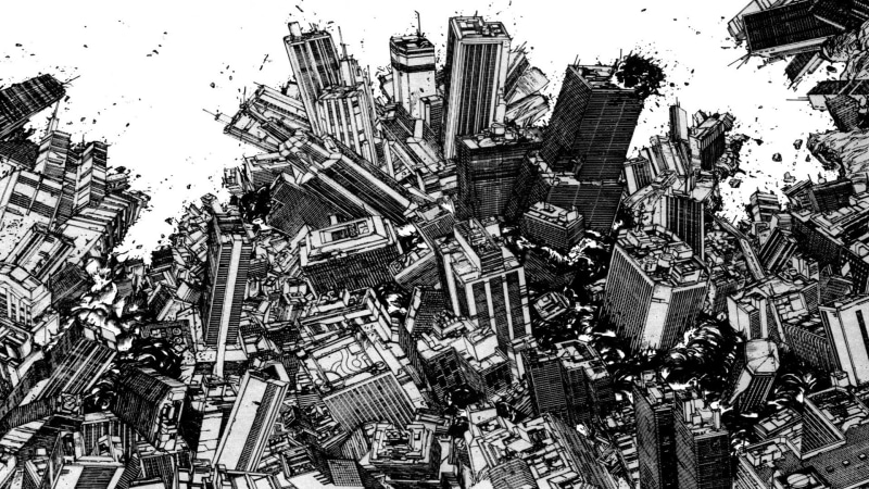 manga, 1080P, tall - high, abundance, large group of objects, built structure, day, clear sky, white background, Monochrome Factor, metal, building, sky