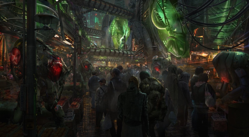 market, architecture, illuminated, built structure, leisure activity, lifestyles, building exterior, 1080P, adult, crowd, outdoors, walking, night, large group of people
