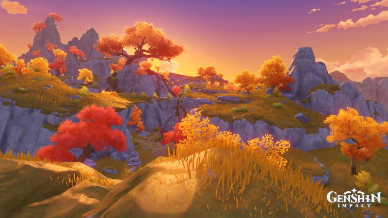 Genshin Impact, sunset, video games, 1080P, Genshin, landscape, PC gaming