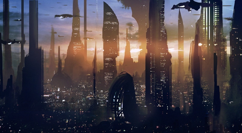 silhouette, modern, Skyscraper, street, nature, Coruscant, sky, cover, no people, backgrounds, famous Place, metal, Star Wars, panoramic, outdoors, building