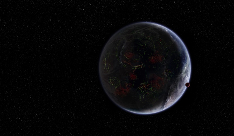 2K, art, Serban Gabriel, Coruscant, satellite, planet, space, fiction