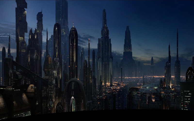 science fiction, sky, belief, no people, illuminated, cityscape, architecture, travel destinations, city, tall - high, 720P, spire, futuristic city, built structure